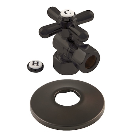 Kingston Brass CC44405XK 1/2" FIP X 1/2" OD Comp Quarter-Turn Angle Stop Valve with Flange, Oil Rubbed Bronze CC44405XK